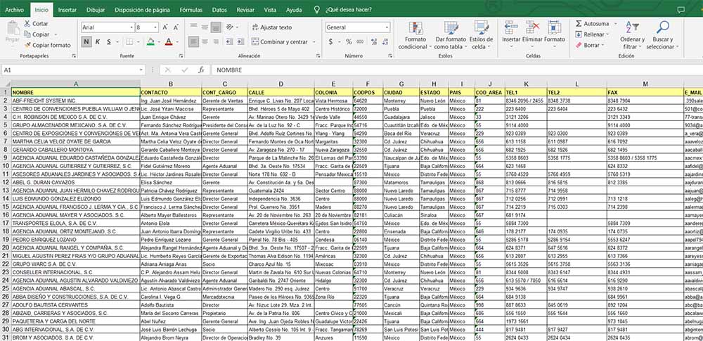 base de datos empresas exportadoras de mexico